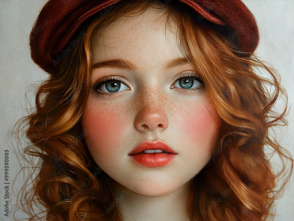 Close-up Portrait of a Woman with Red Hair and Freckles Close-up Portrait of a Woman with Red Hair and Freckles