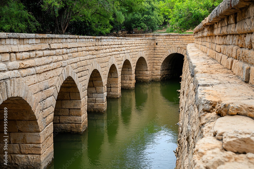 Historic stone bridge arching over a serene river, surrounded by lush greenery, showcasing architectural beauty and nature. Historic stone bridge arching over a serene river, surrounded by lush greenery, showcasing architectural beauty and nature.