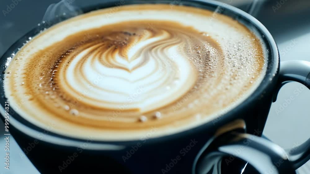 Cool light establishing video of cappuccino in slow motion Cool light establishing video of cappuccino in slow motion