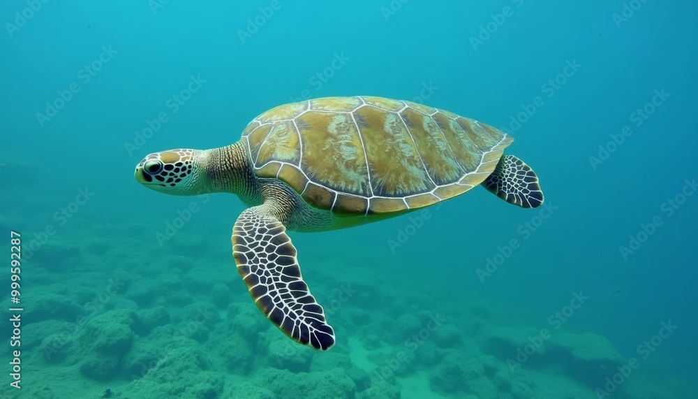 Fototapeta premium Elegant sea turtle gracefully gliding through the depths
