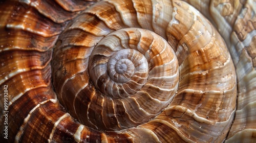 Abstract wallpaper featuring a nautilus shell, with a focus on its detailed swirl. The shell's natural beauty is a perfect example of marine life and nature.