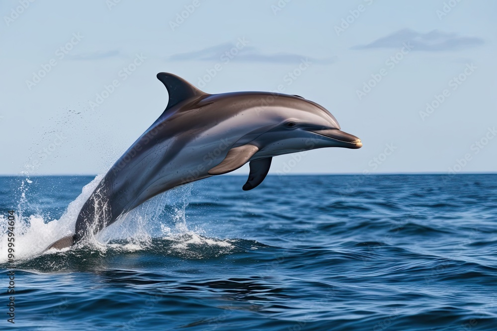 Fototapeta premium Dolphin on White Background Showcasing Intelligent Marine Wildlife in Action