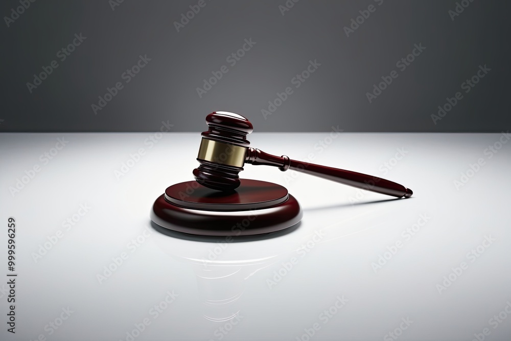 Gavel Displayed on Elegant White Background Representing Justice and Law Gavel Displayed on Elegant White Background Representing Justice and Law