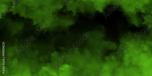 abstract cloud and vapor texture background. Black and Green smoke aquarelle smudge illustration smooth grungy smokey light green colors ink glow. green color powder explosion
