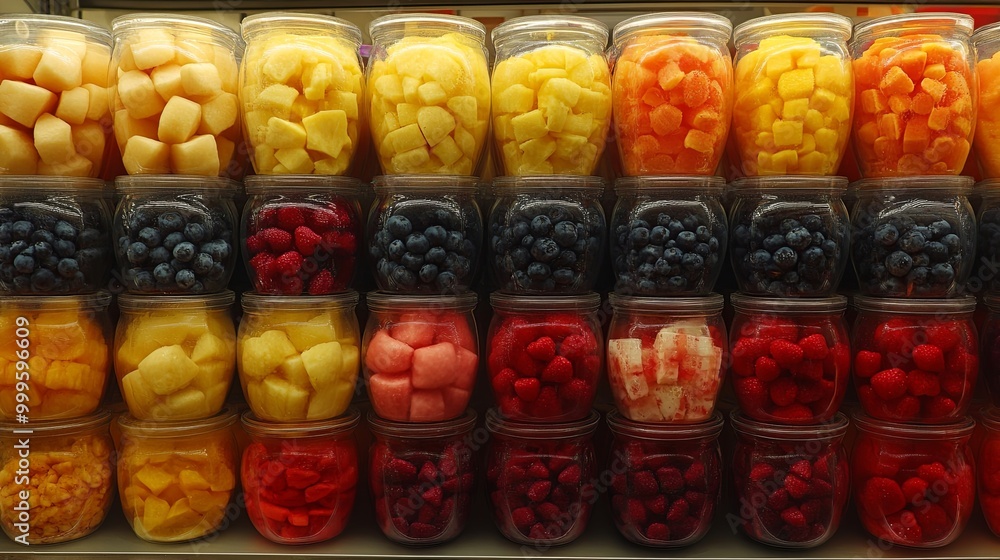 custom made wallpaper toronto digitalA symphony of colors and textures as a vibrant array of fresh fruit sits in transparent glass containers, ready to be enjoyed.