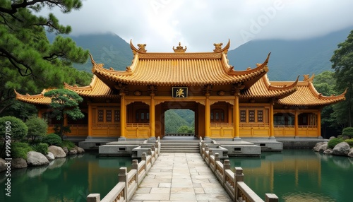 Wallpaper Mural  Elegant Chinese Pavilion in a Serene Mountain Setting Torontodigital.ca