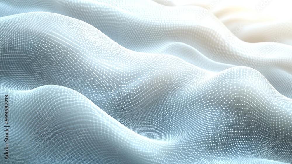 Abstract Wavy Pattern of Interconnected Dots in Light Blue and White Hues Abstract Wavy Pattern of Interconnected Dots in Light Blue and White Hues