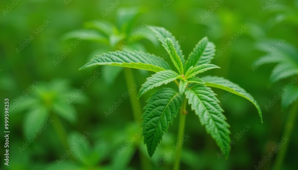 Vibrant green leaves in a field closeup Vibrant green leaves in a field closeup