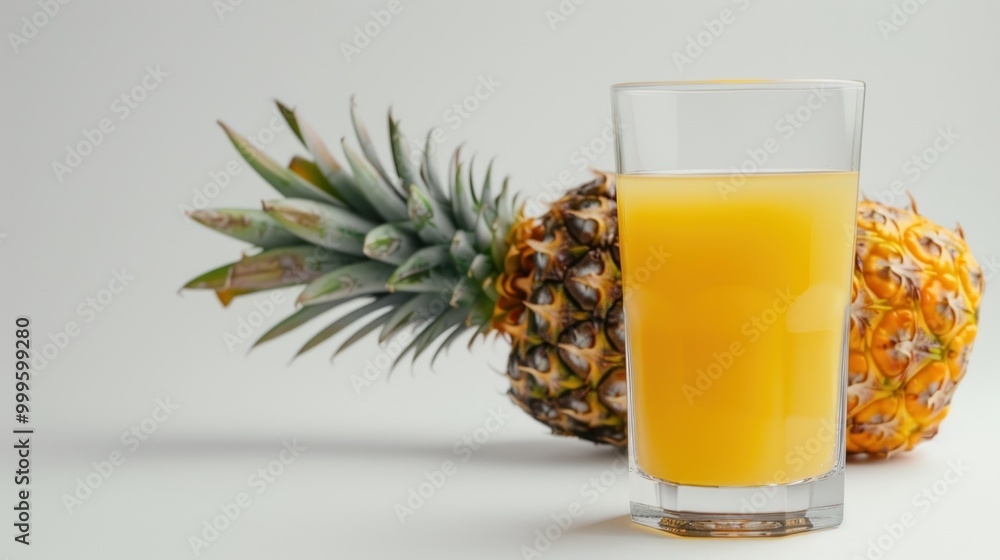 Glass of Pineapple Juice with Pineapples Glass of Pineapple Juice with Pineapples