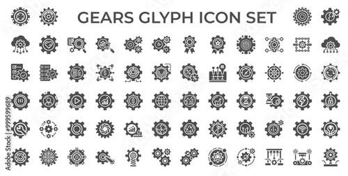 gears concepts industry teamwork efficiency, themed icon collection