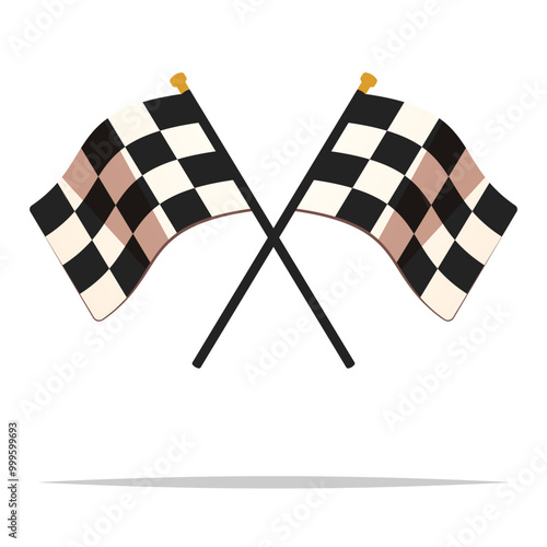Cartoon checkered flags vector isolated illustration