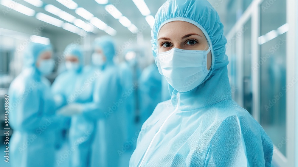 Healthcare worker in protective gear, mask, focused expression, clinical setting. Healthcare worker in protective gear, mask, focused expression, clinical setting.