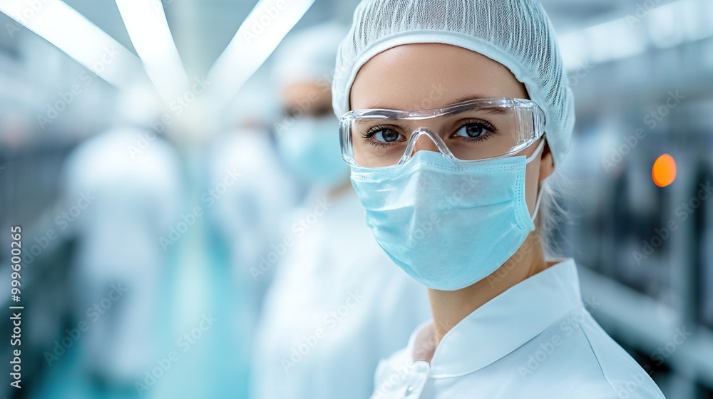 Healthcare worker in protective gear, focused on patient safety in a clinical setting. Healthcare worker in protective gear, focused on patient safety in a clinical setting.