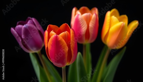  Vibrant bouquet of tulips in bloom