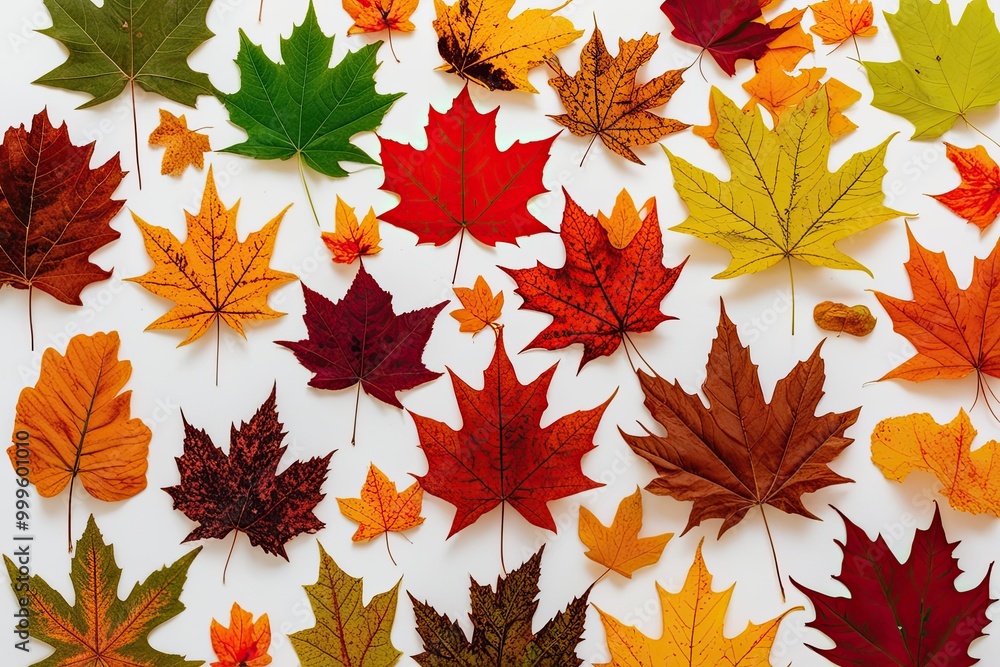 Autumn Leaves Collection on Elegant White Background Autumn Leaves Collection on Elegant White Background