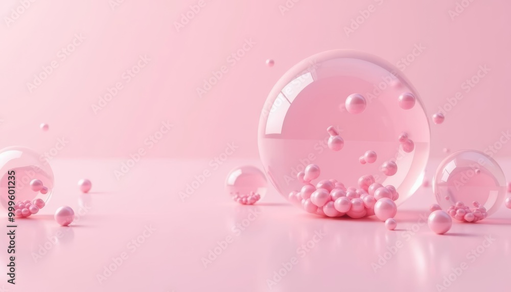 Bubbles of joy floating in a soft pink dreamscape Bubbles of joy floating in a soft pink dreamscape
