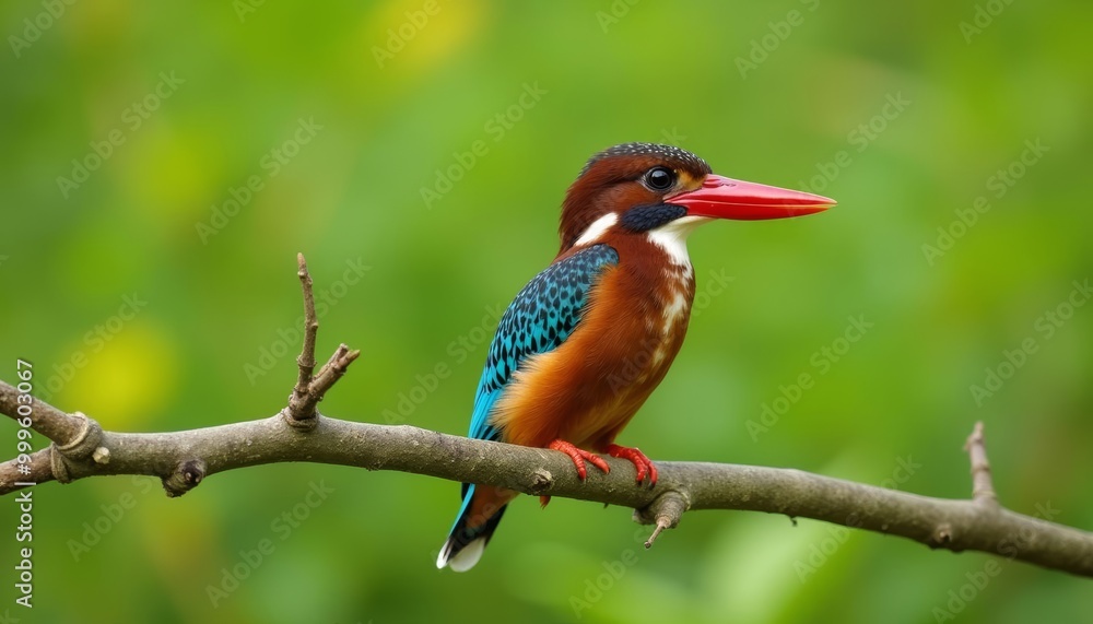 Vibrant bird perched on branch natures beauty captured Vibrant bird perched on branch natures beauty captured