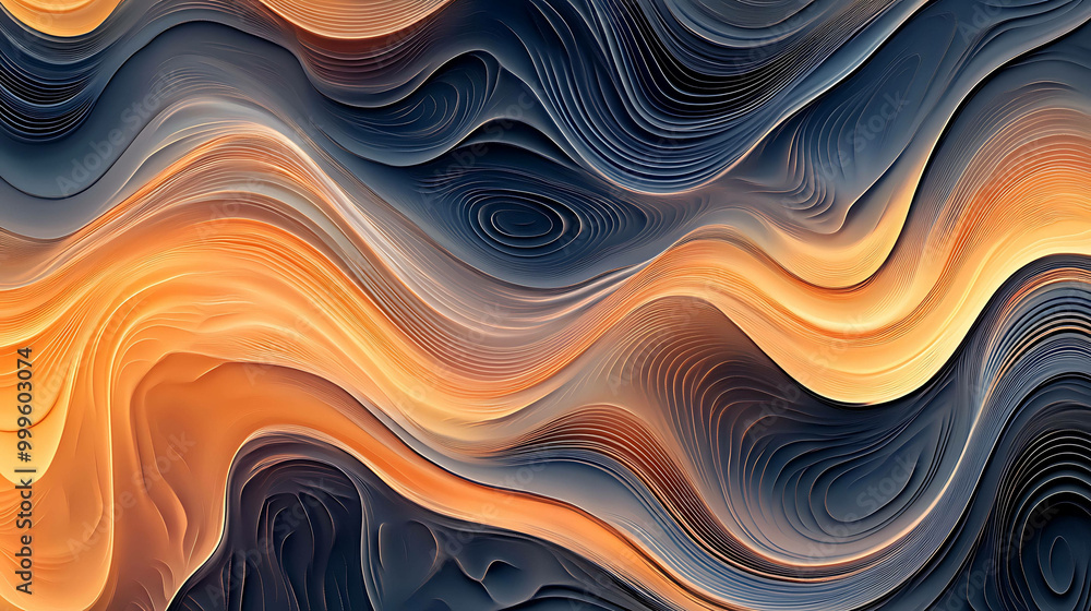Abstract wavy pattern in orange and blue hues. Abstract wavy pattern in orange and blue hues.