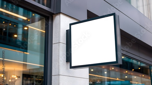 Wall sign with white blank screen