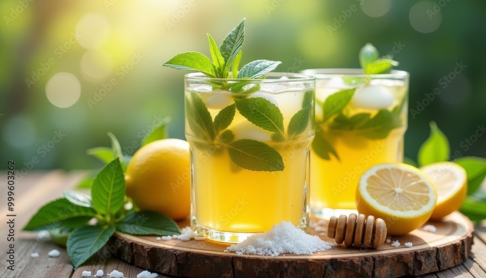 Fototapeta premium Refreshing summer cocktails with a twist of citrus and a hint of honey