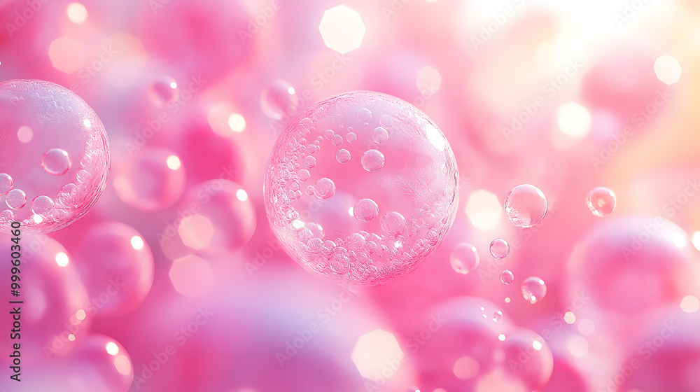 Charming Abstract Background Featuring Pink Bubble Balls in Soft Pastel Shades Charming Abstract Background Featuring Pink Bubble Balls in Soft Pastel Shades