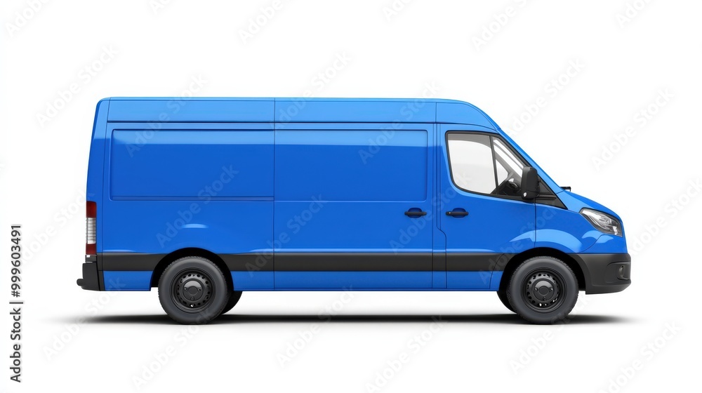 Blue Van. Modern Auto Transport for Delivering Cargo in Isolated Business Environment Blue Van. Modern Auto Transport for Delivering Cargo in Isolated Business Environment
