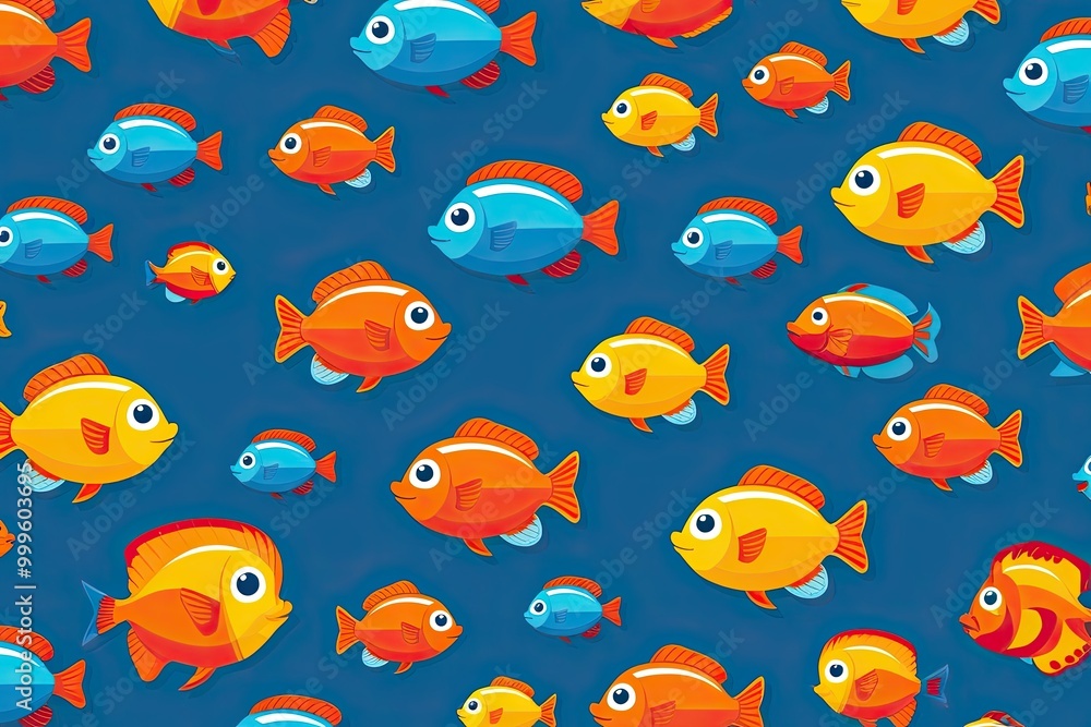Fototapeta premium Colorful Vector Cartoon Illustration of Energetic Fish in a Bright Design