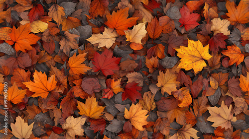 A colorful collection of autumn leaves on the ground.