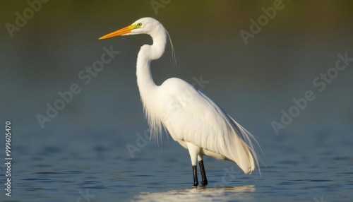  Elegance in nature A white heron stands poised