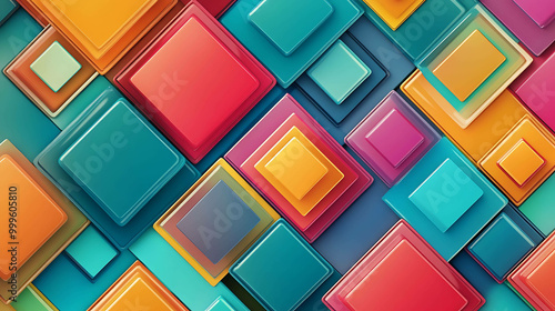 Abstract background with colorful square shapes.