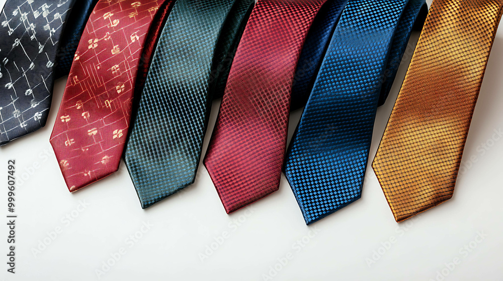 A row of colorful ties with different patterns. A row of colorful ties with different patterns.