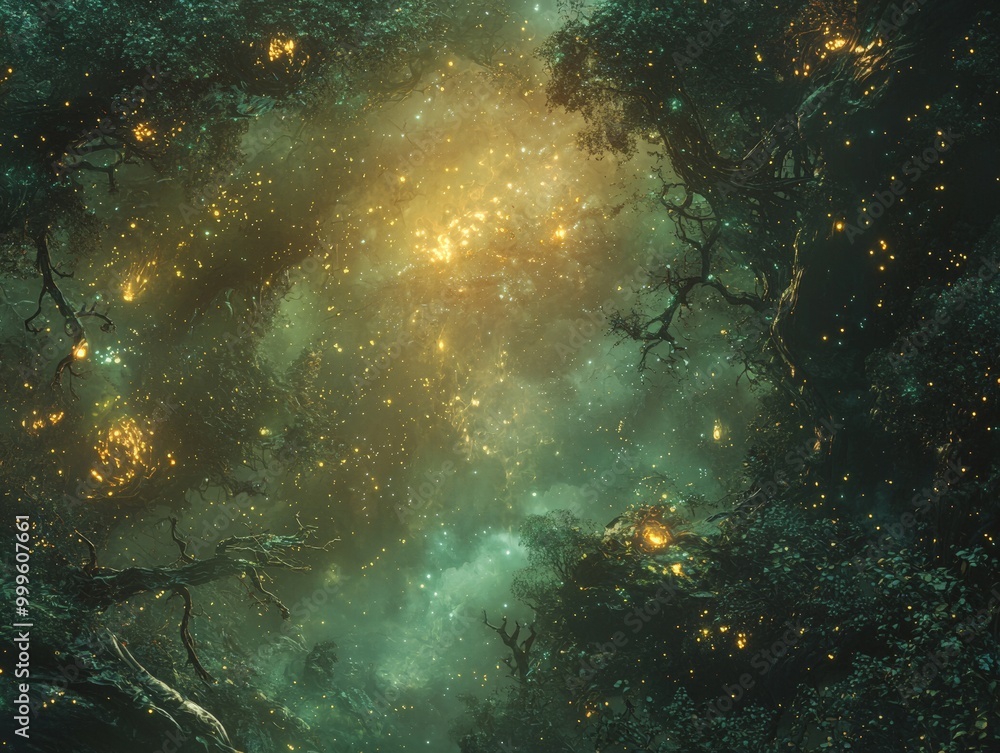 Fototapeta premium Enchanted Alien Forest Canopy Above