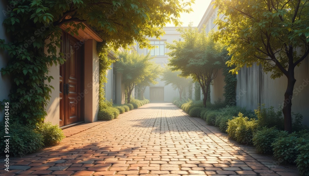 Fototapeta premium A serene garden path leading to a hidden sanctuary