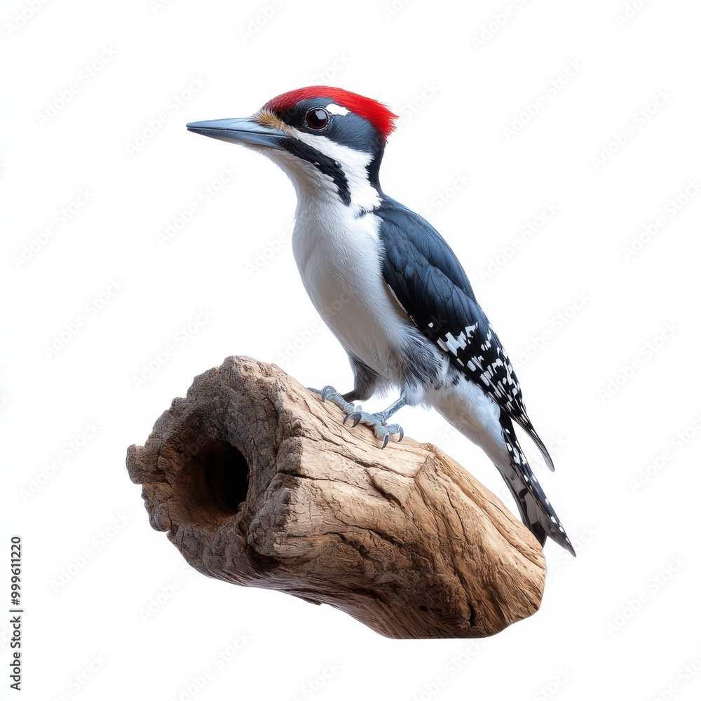 Obraz premium Colorful Woodpecker Perched on a Natural Log