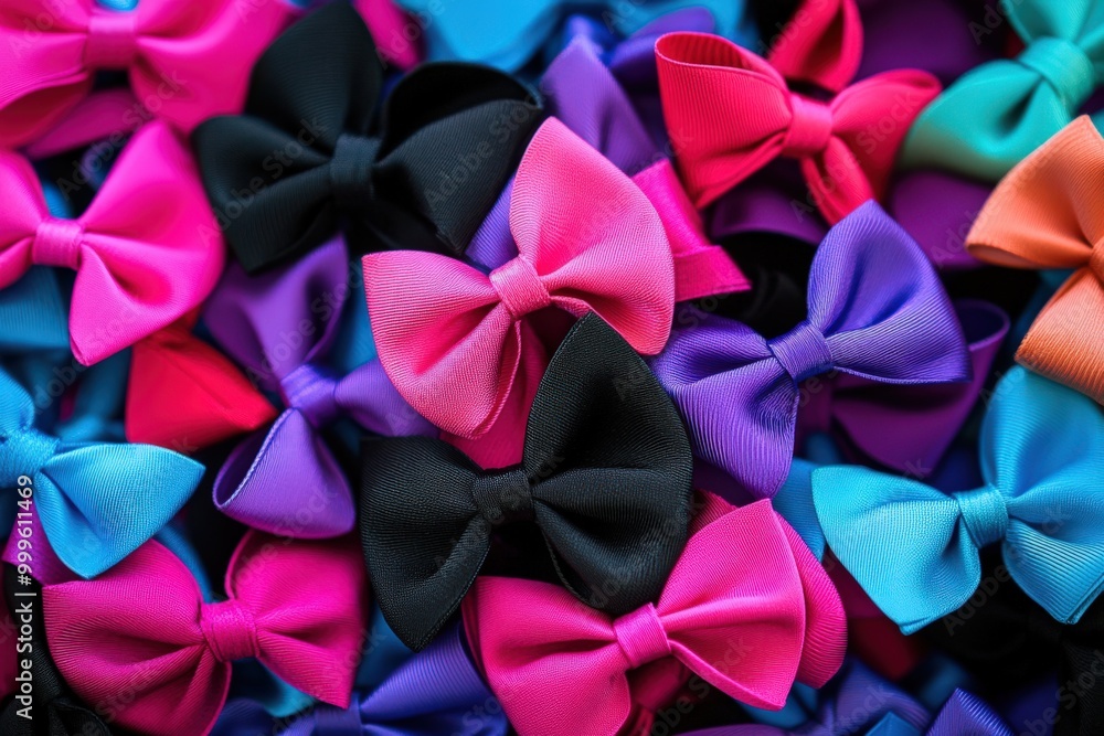 Hair Bows. Fashionable Accessories for Girls in Pink, Purple, and Black Colors Hair Bows. Fashionable Accessories for Girls in Pink, Purple, and Black Colors