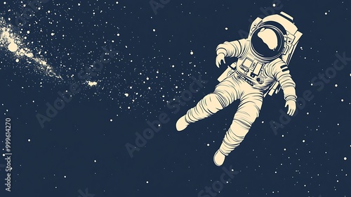 Astronaut floating in space among the stars.