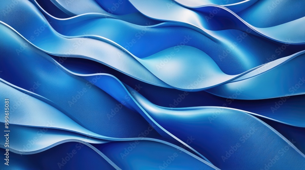 Obraz premium Blue Ribbon Flow: Advanced 3D Illustration of Abstract Wave Design