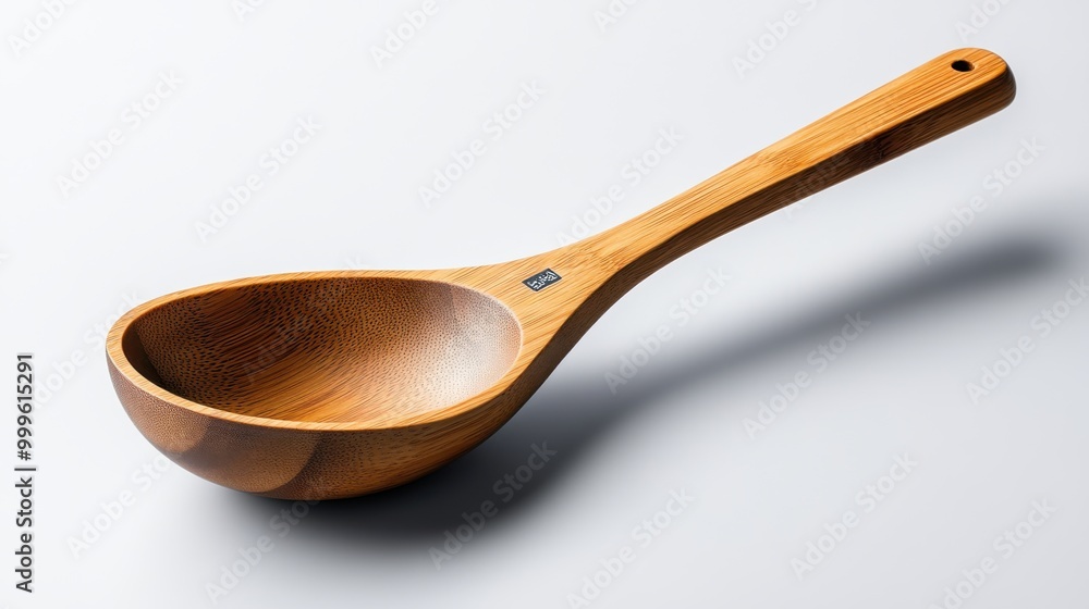 Wooden Serving Spoon on Gray Background Wooden Serving Spoon on Gray Background