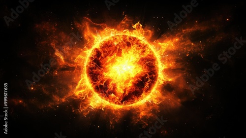 Radiant Starburst. Bright Burst of Light with Cosmic Flares on Dark Background