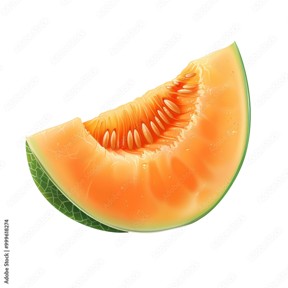 Fresh Slice of Cantaloupe on Transparent Background Fresh Slice of Cantaloupe on Transparent Background