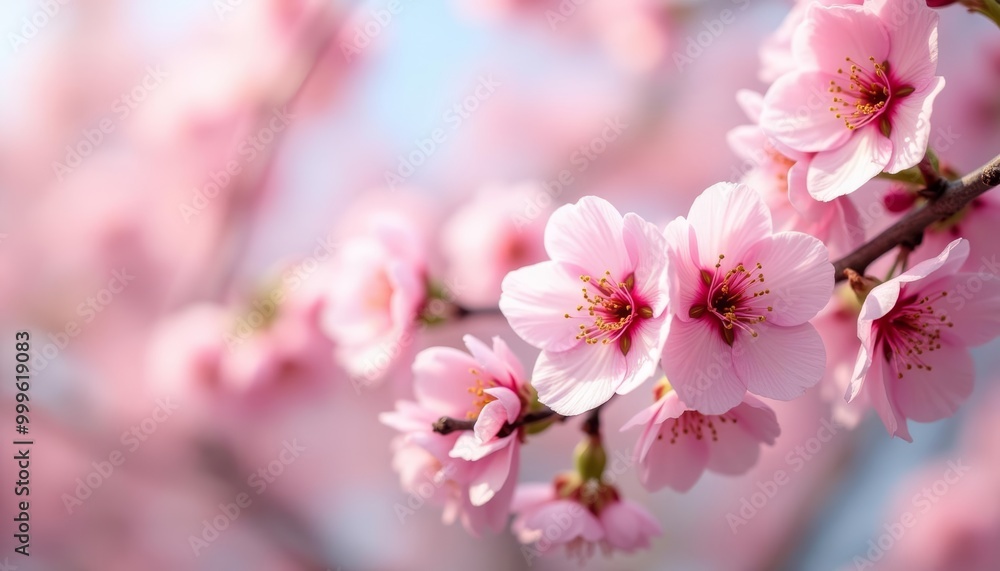Blooming beauty A closeup of vibrant pink cherry blossoms Blooming beauty A closeup of vibrant pink cherry blossoms