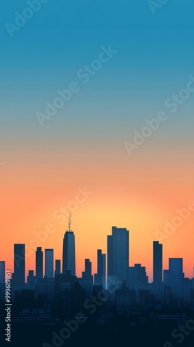 Calming Vertical Cityscape with Soft Gradient Background