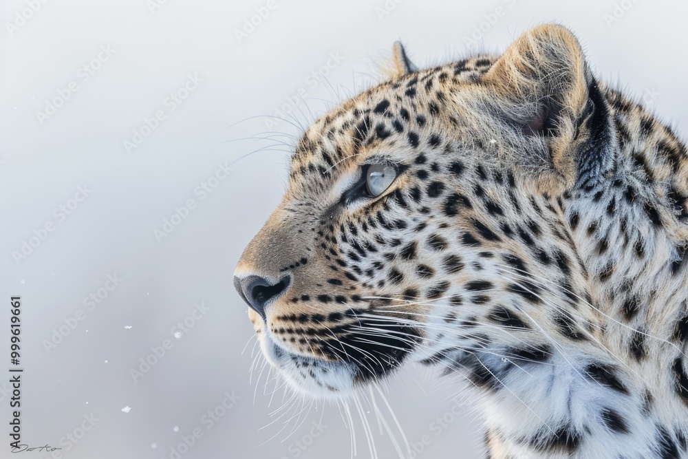 Fototapeta premium Close up portrait of a leopard's face with blurred background