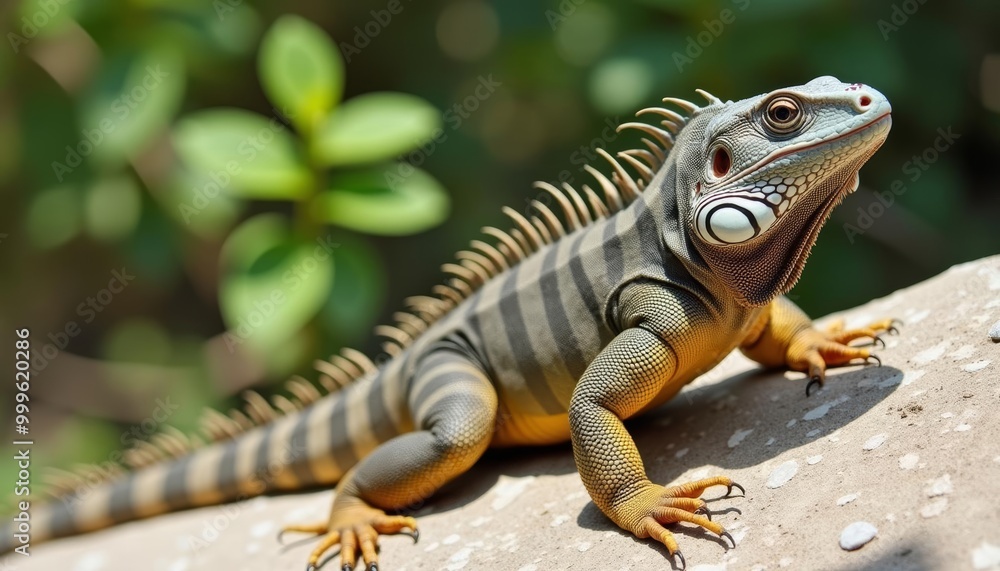 Fototapeta premium Elegance in nature A majestic iguana in its natural habitat