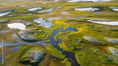 Aerial View of a Serene Wetlands photo