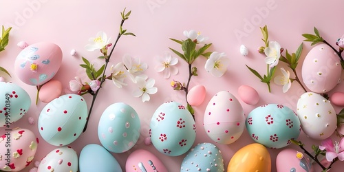 Charming Group of Eggs Nestled Among Beautiful Flowers.
 photo