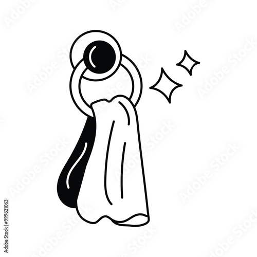 Creatively designed towel holder icon in editable style