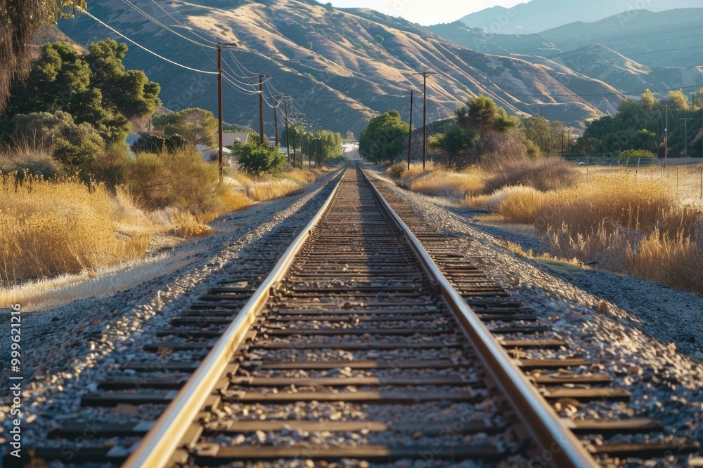 Fototapeta premium A scenic train track winding through the mountains