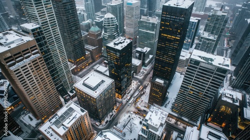 Aerial View of a City in Winter