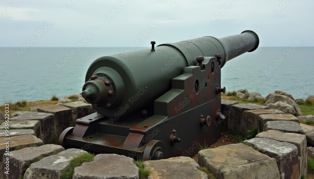Abandoned artillery a silent sentinel on the shore Abandoned artillery a silent sentinel on the shore